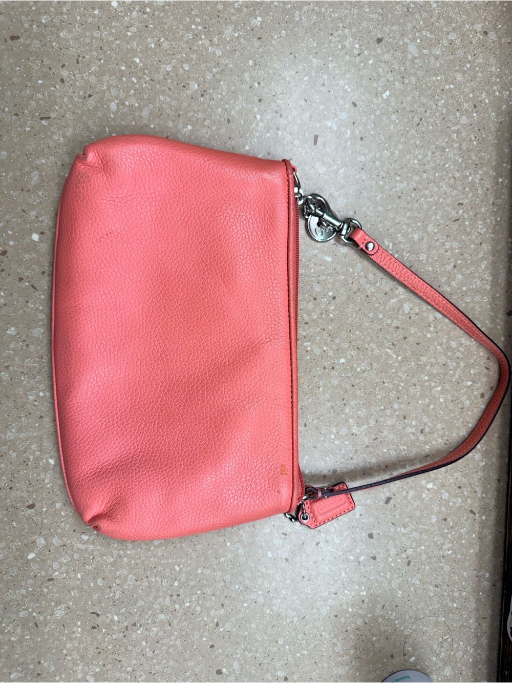 Coach Coral-Peach Leather Wristlet Clutch with Detachable Strap - Picture 4 of 6